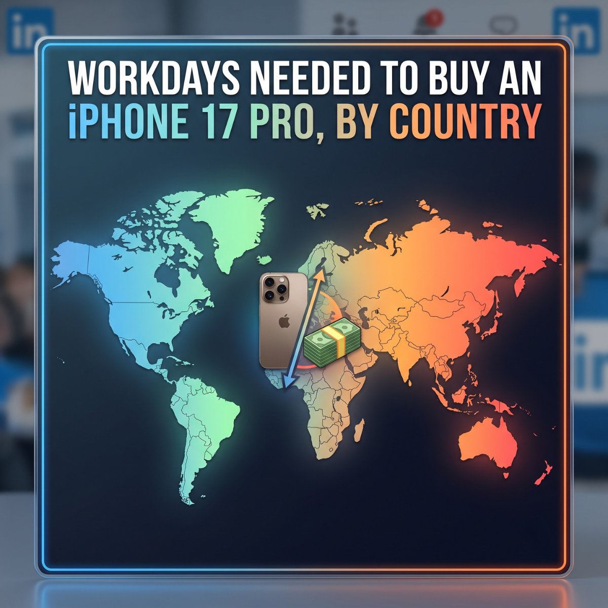 Global retail consumer spending trends: iPhone 17 Pro costs 3 workdays in Switzerland versus 160 workdays in India.